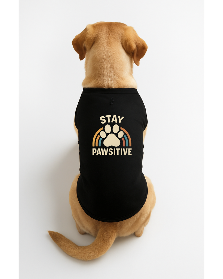 Stay Pawsitive – Motivational Dog T-Shirt 🐾🌈