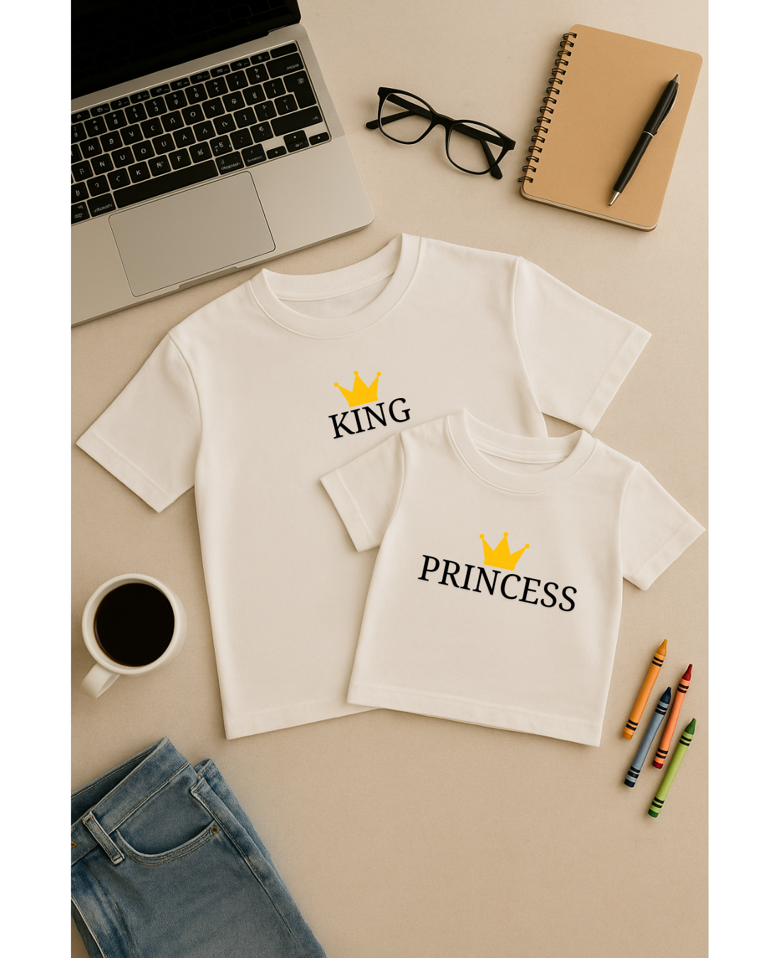 King & Princess Matching Tees – Dad & Daughter Set – Custom from Glamlittles