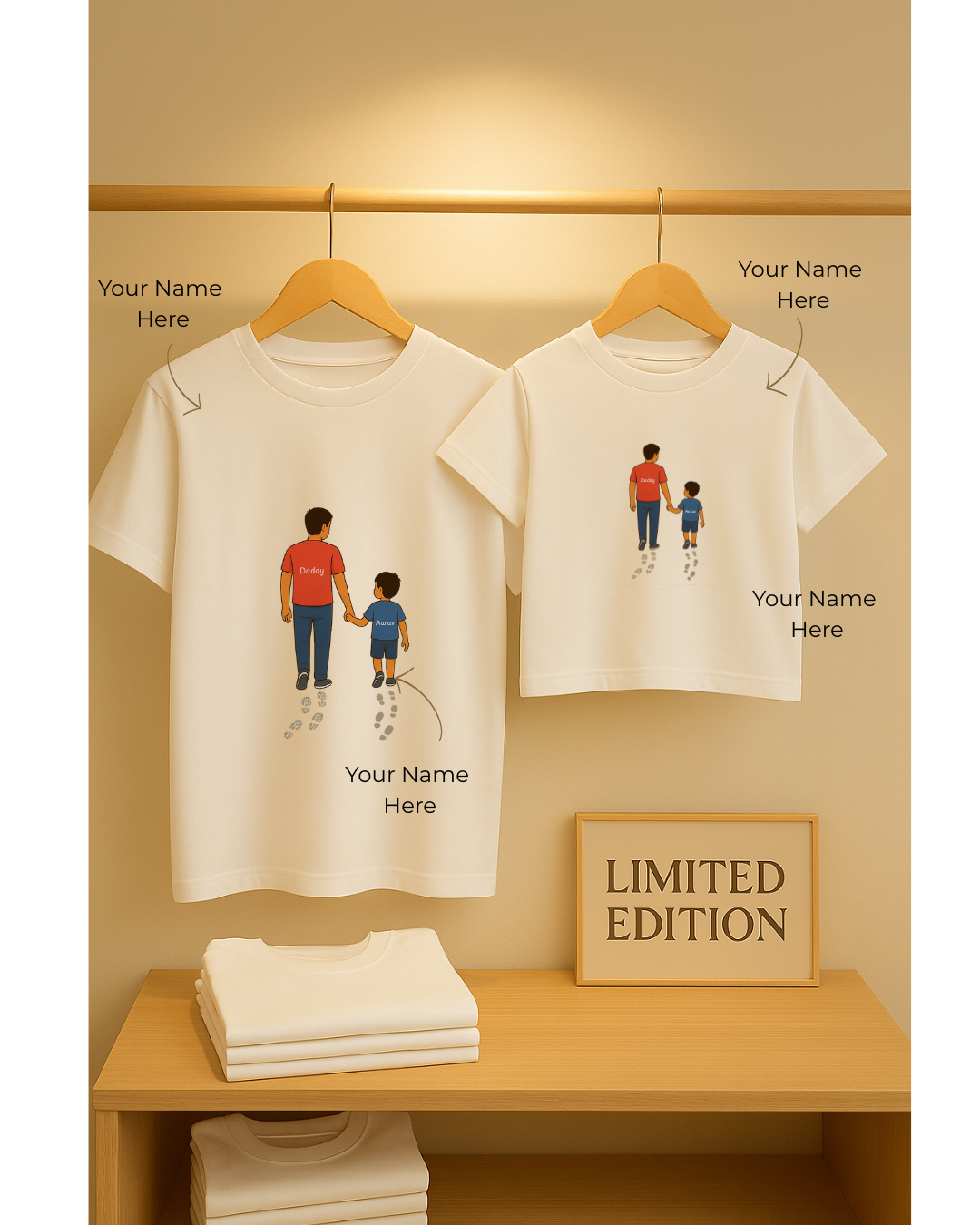 Daddy & Son Matching T-Shirts – Custom Name Tee Set | Limited Edition – Custom from Glamlittles
