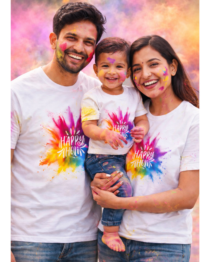 Happy Holi Color Splash Family Matching Tees