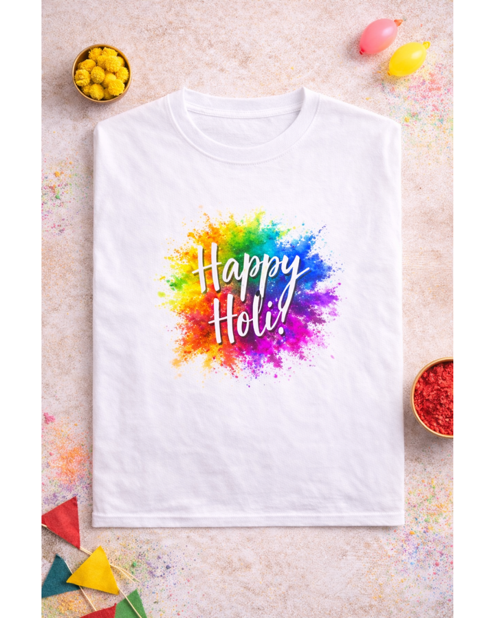 Happy Holi Color Splash T-Shirt | Personalized Holi Tee