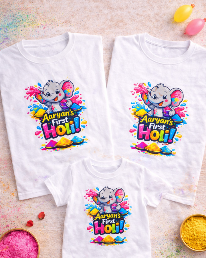 My First Holi Family Matching T-Shirt Set