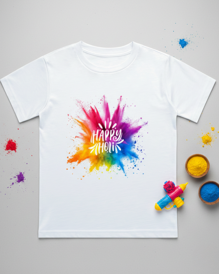 Happy Holi Kids T-Shirt | Color Splash Holi Tee