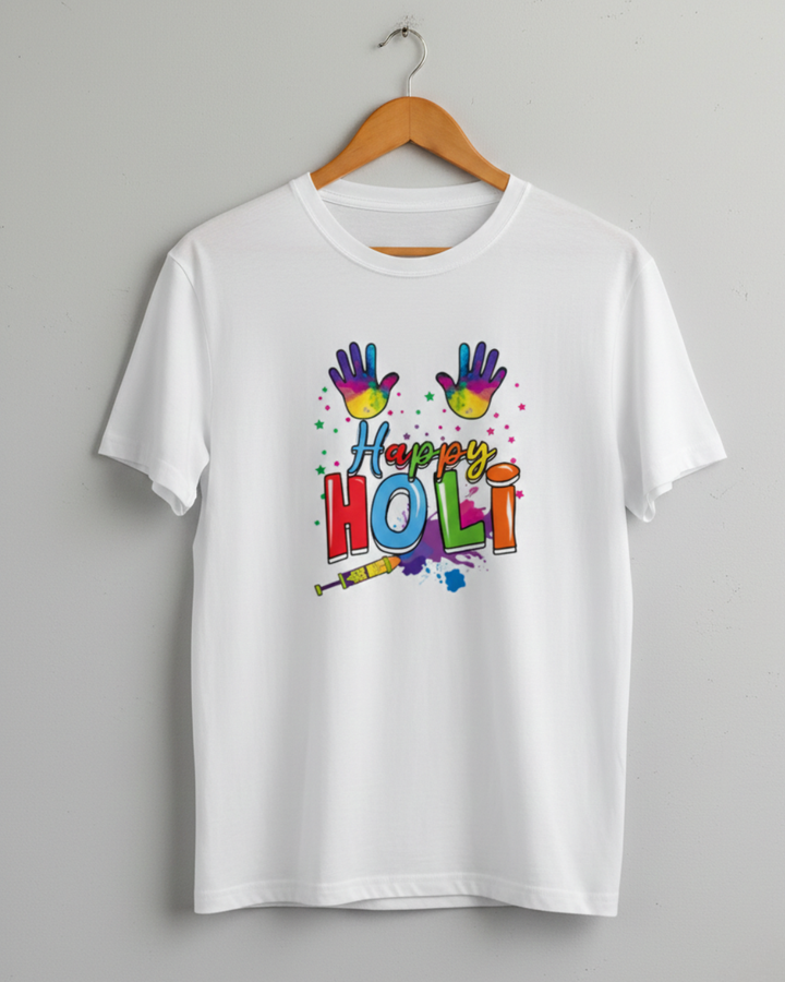 Happy Holi T-Shirt | Colorful Handprint Holi Tee