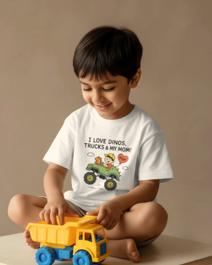 Cute Kids Dino Truck Tee