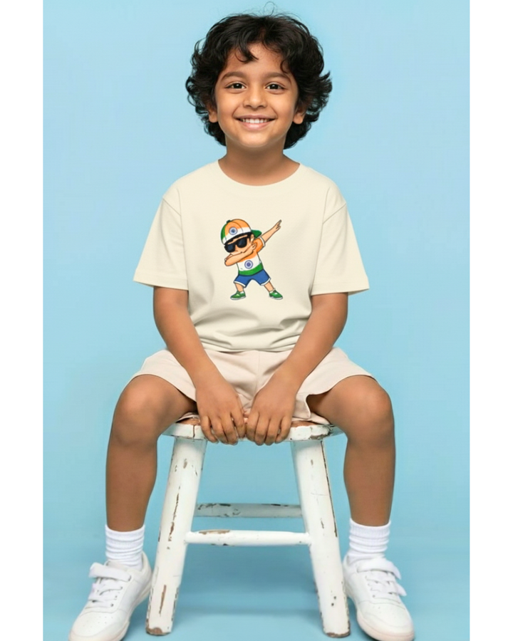 Dab Kid India T-Shirt | Cool Tricolor Desi Swag Tee for Kids 🇮🇳