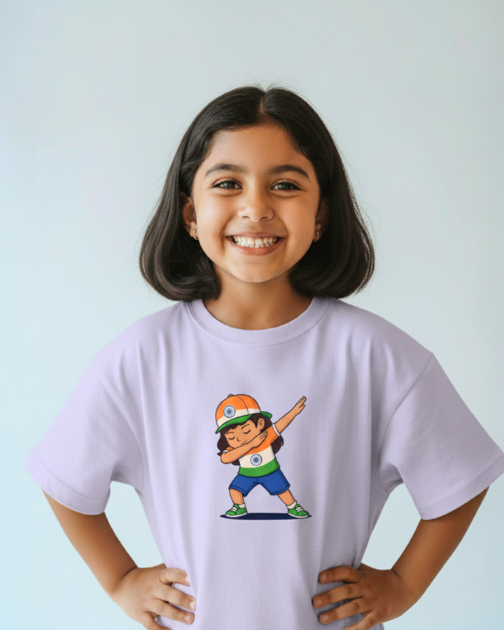 Dab Girl India T-Shirt | Tricolor Swag Tee for Girls 🇮🇳