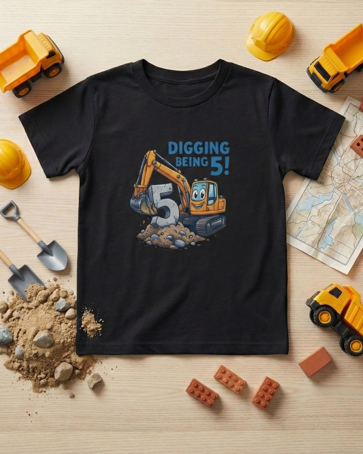 Construction Theme Birthday Tee for Kids 🚧