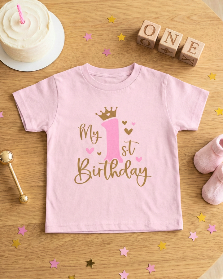 My 1st Birthday T-Shirt | Princess Crown Birthday Tee for Baby Girls 🎂👑