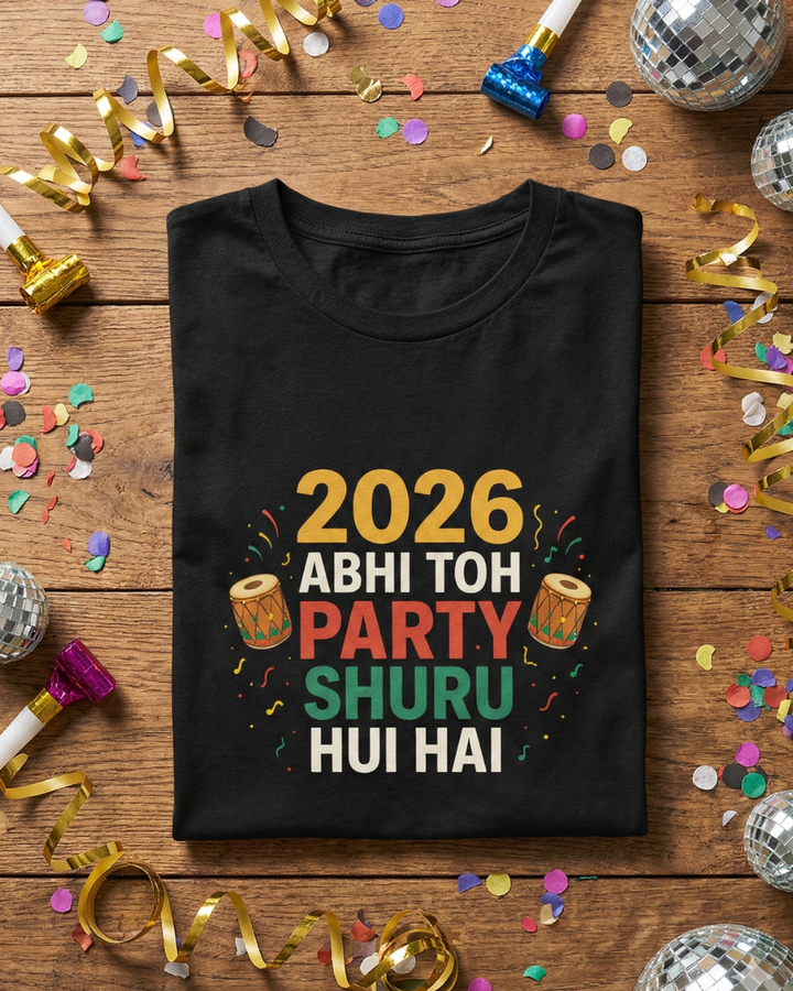 2026 Abhi Toh Party Shuru Hui Hai T-Shirt | Desi New Year Tee