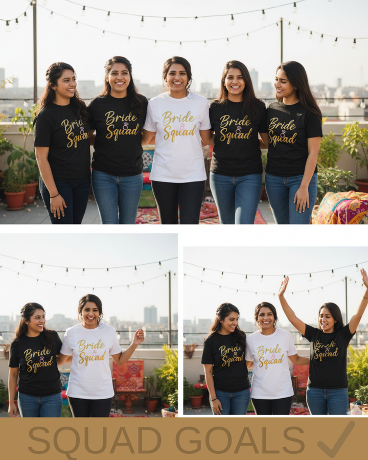 Bride Squad T-Shirt with Personalized Back Hashtag