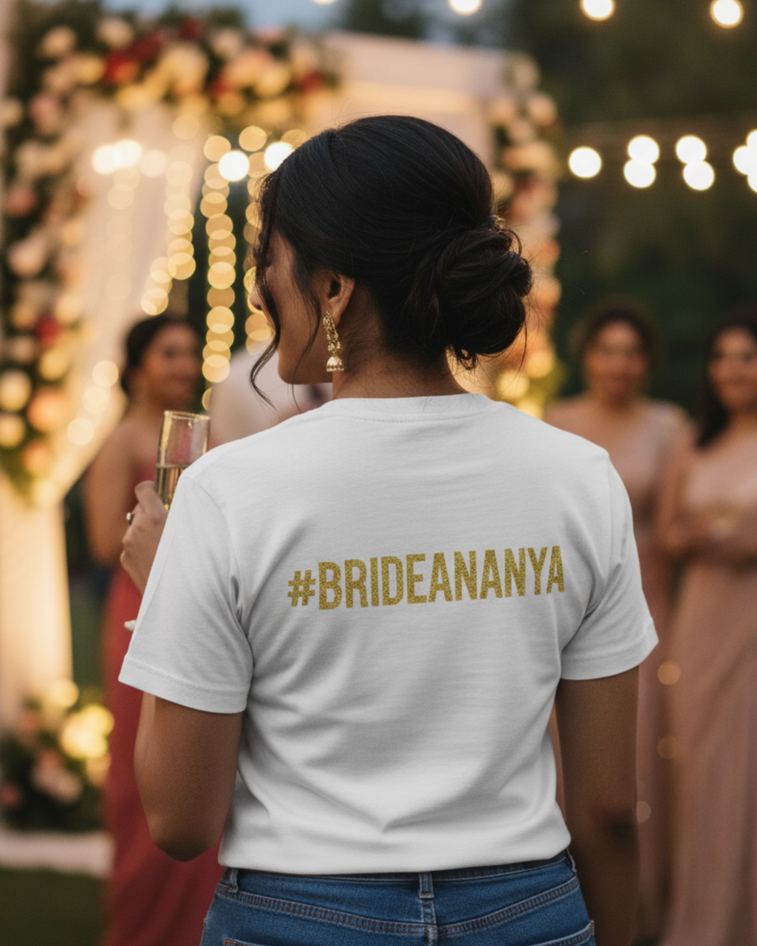 Bride Squad T-Shirt with Personalized Back Hashtag
