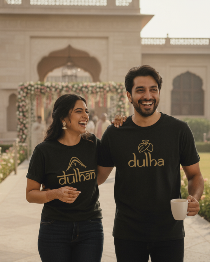 Dulha Dulhan Couple T-Shirts | Matching Wedding Tees
