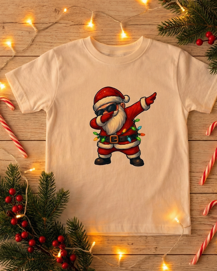 Kids Dabbing Santa Christmas T-Shirt – Cute Holiday Graphic Tee
