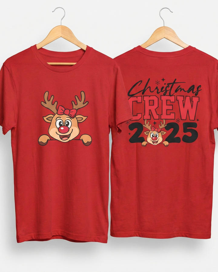 Christmas Crew 2025 Reindeer Tee – Matching Holiday Shirt