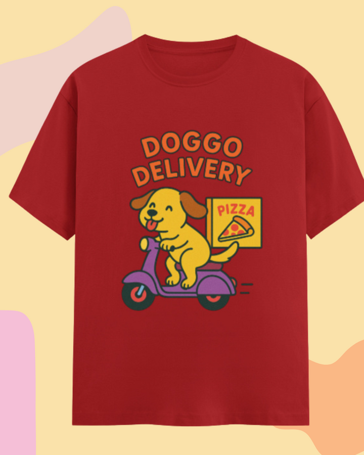 Doggo Delivery Pizza Unisex Classic Crew T-Shirt | Cute Cartoon Streetwear